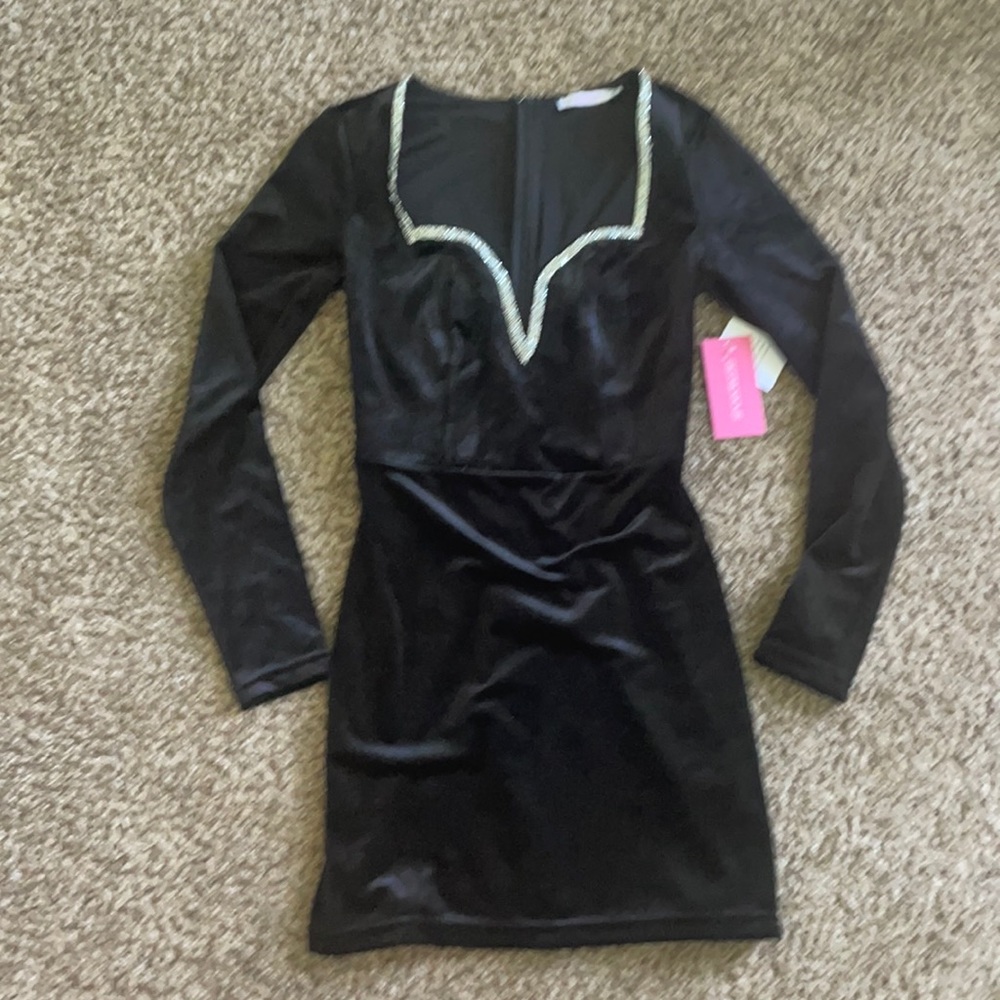 Shoedazzle Velvet Rhinestone Mini Dress